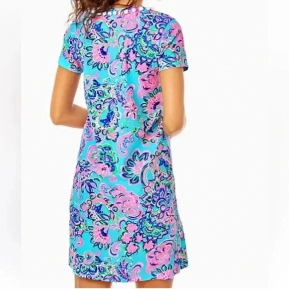 LILLY PULITZER Etta Pima‎ Cotton Dress Blue Horizon Jungle Sunrise M NWT - Picture 3 of 11
